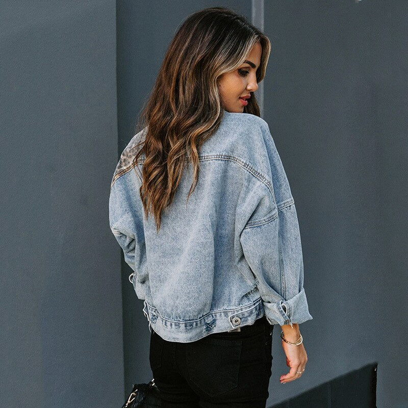 Leopard Print Denim Jacket