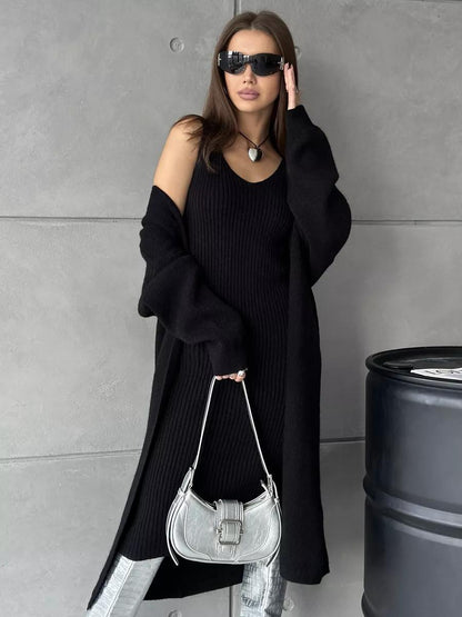 Loose Cardigan Knitted Dress