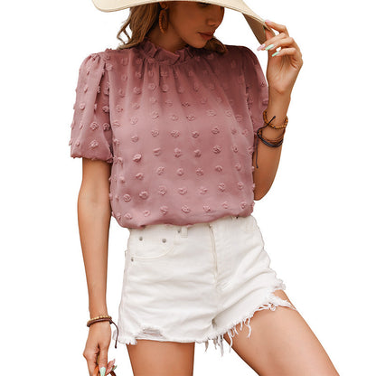 Casual Jacquard Chiffon Blouse Top