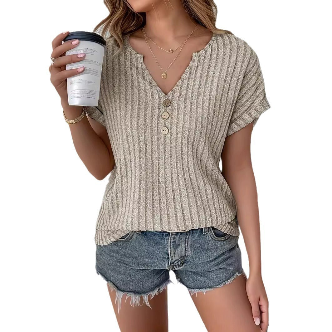 Elegant Cashmere Sunken Stripe Blouse Top