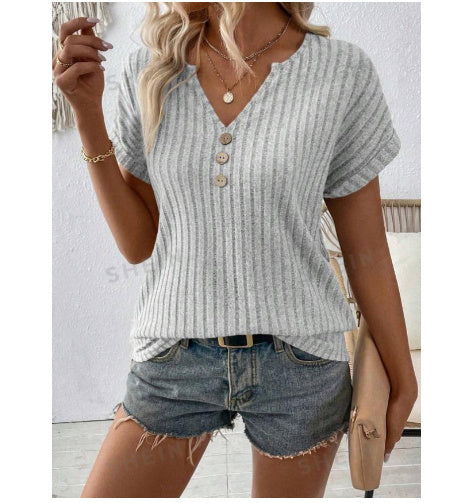 Elegant Cashmere Sunken Stripe Blouse Top