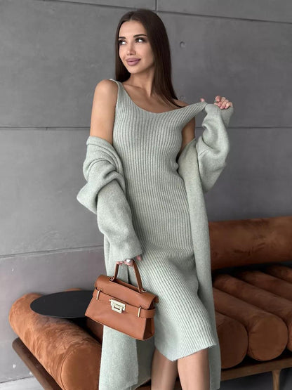 Loose Cardigan Knitted Dress