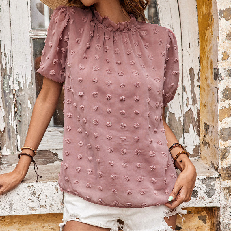 Casual Jacquard Chiffon Blouse Top